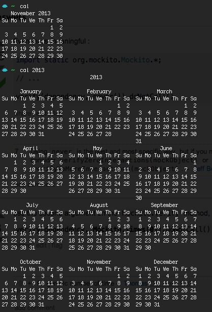 cal UNIX command